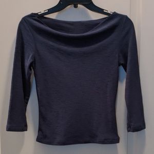 Blue Drapeneck Blouse